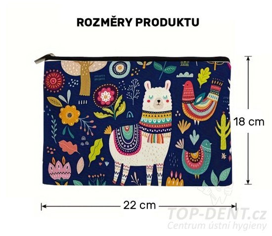 Toaletní taštička s motivem lamy (modrá), 1 ks