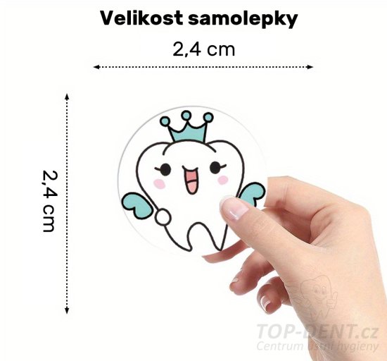 Veselé samolepky se zoubky kulaté, 500 ks (motiv 1)