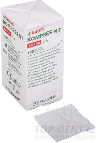 Batist Kompres NT netkaná textilie 5x5 cm (nesterilní), 100ks