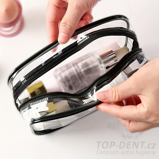 Cestovní PVC taštička (transparent+černá)