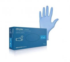 MERCATOR Medical Nitrylex Classic vyšetřovací nitrilové rukavice M (7-8) modré, 100ks