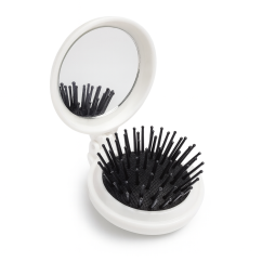 Kapesní zrcátko s kartáčem skládací, bílé