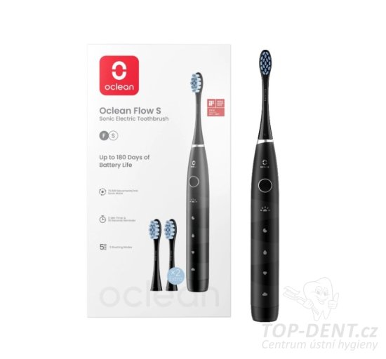 Oclean Flow S Black sonický zubní kartáček černý + 3x hlavice