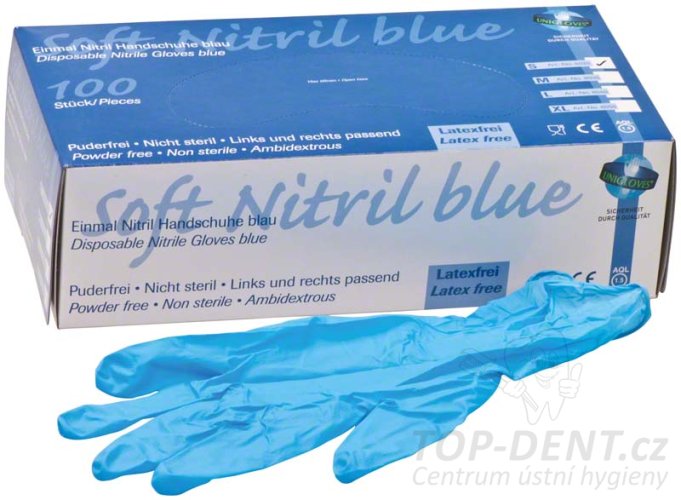 Soft Nitril vyšetřovací rukavice M 7-8 (modré), 100ks