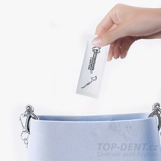 Dentální mečíky s nití jednotlivě balené, 50 ks