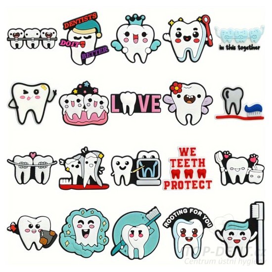 Ozdoby na obuv, 20 ks (vzor dental)