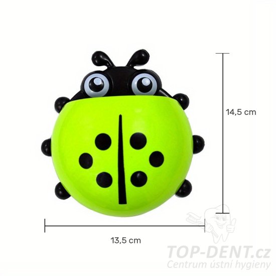 Držák na zubní kartáčky beruška - zelená, 1 ks