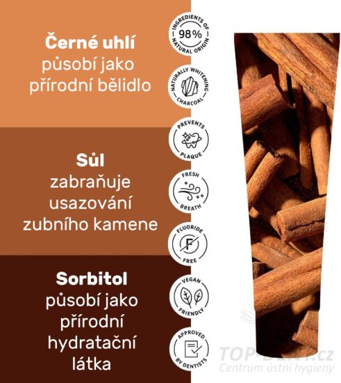 ECODENTA Black Cinnamon Whitening bieliaca zubná pasta s príchuťou škorice, 100ml