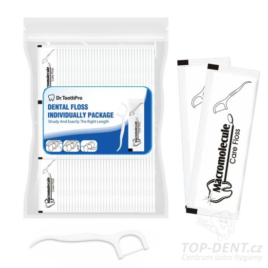 Dentální mečíky s nití jednotlivě balené, 200 ks