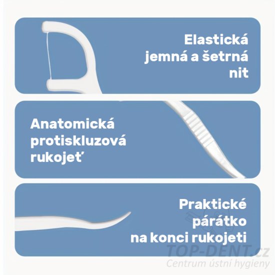 Dentální mečíky s nití jednotlivě balené, 200 ks