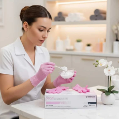 Unigloves Pink Pearl nitrilové vyšetřovací rukavice M (7-8) růžové, 100ks