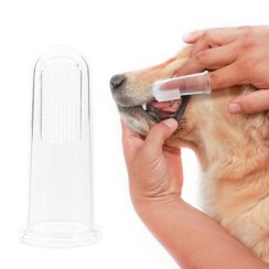 Zubná kefka pes / mačka, prstová gumová (transparent)
