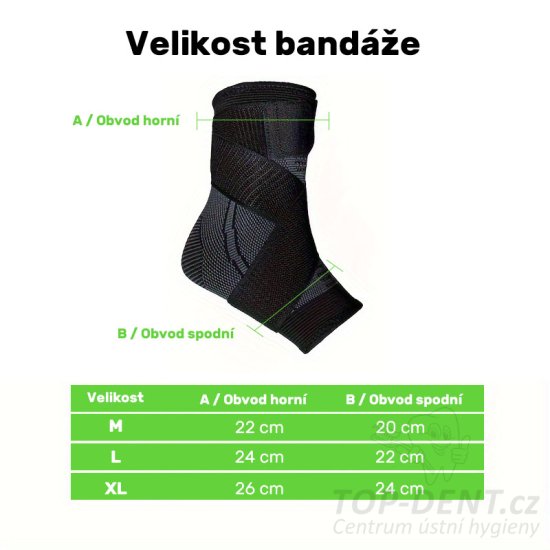 Kompresní bandáž na kotník (černá), 1 ks