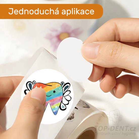 Veselé samolepky se zoubky kulaté, 500 ks (motiv 1)