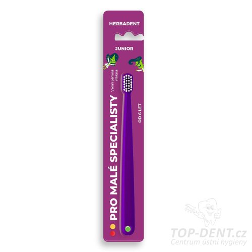 Herbadent JUNIOR zubná kefka s veľmi jemnými vláknami 4* (fialová), 1 ks