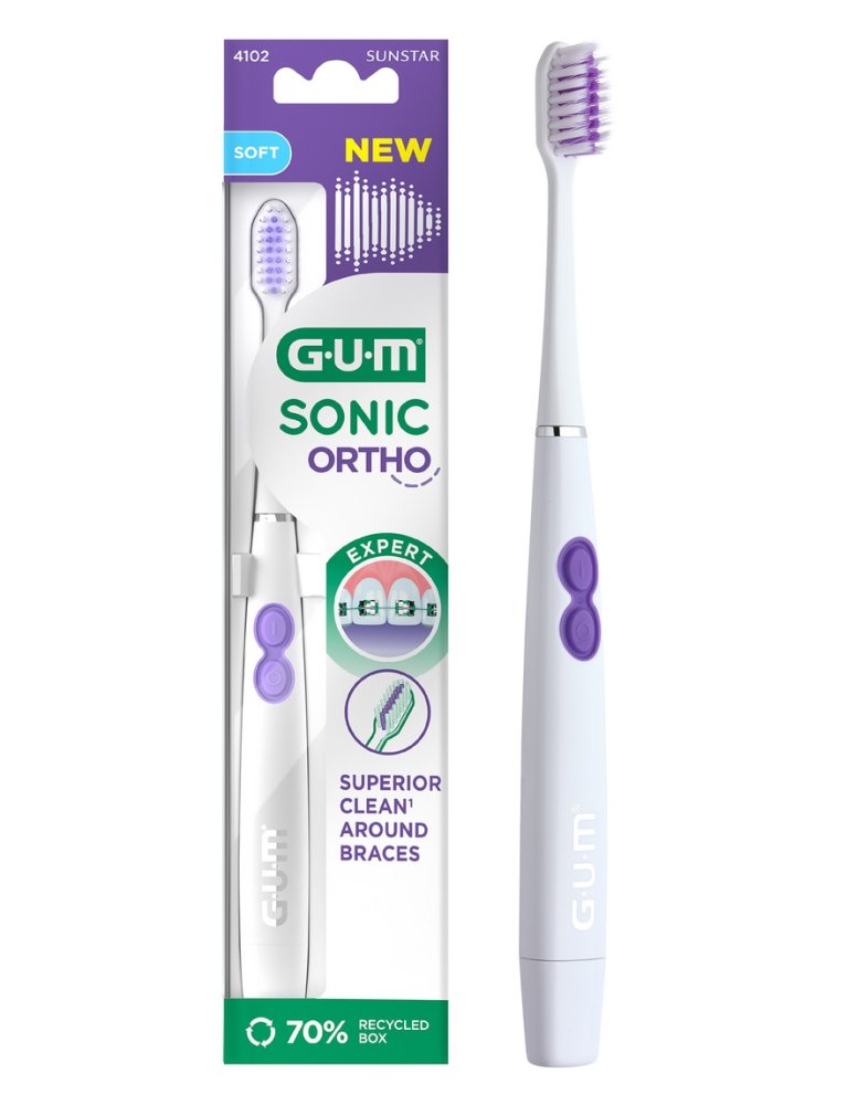 GUM Sonic ORTHO bateriový sonický zubní kartáček