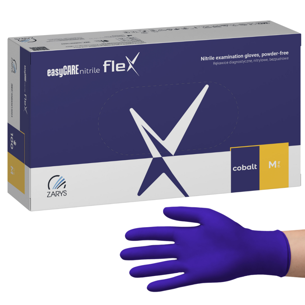 Zarys easyCARE FLEX nitrilové rukavice M (7-8) kobaltová modř, 100ks
