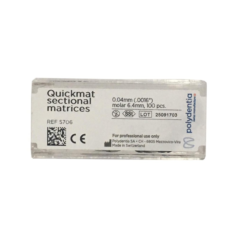 Levně Polydentia Quickmat matrice sekční kovové 0,025mm (výška 5mm), 100ks