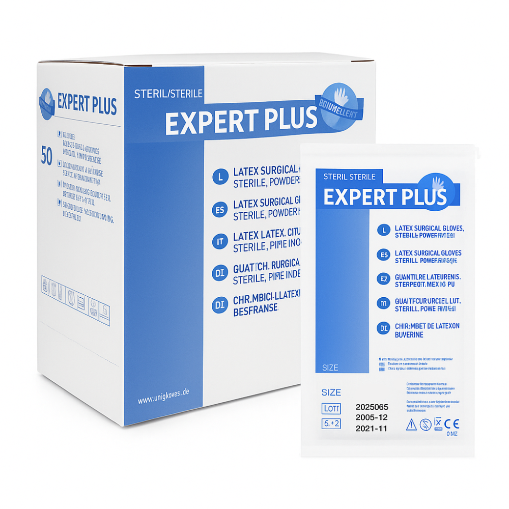 Levně Unigloves OP Expert Plus latexové sterilní operační rukavice nepudrované L (vel.8), 50ks