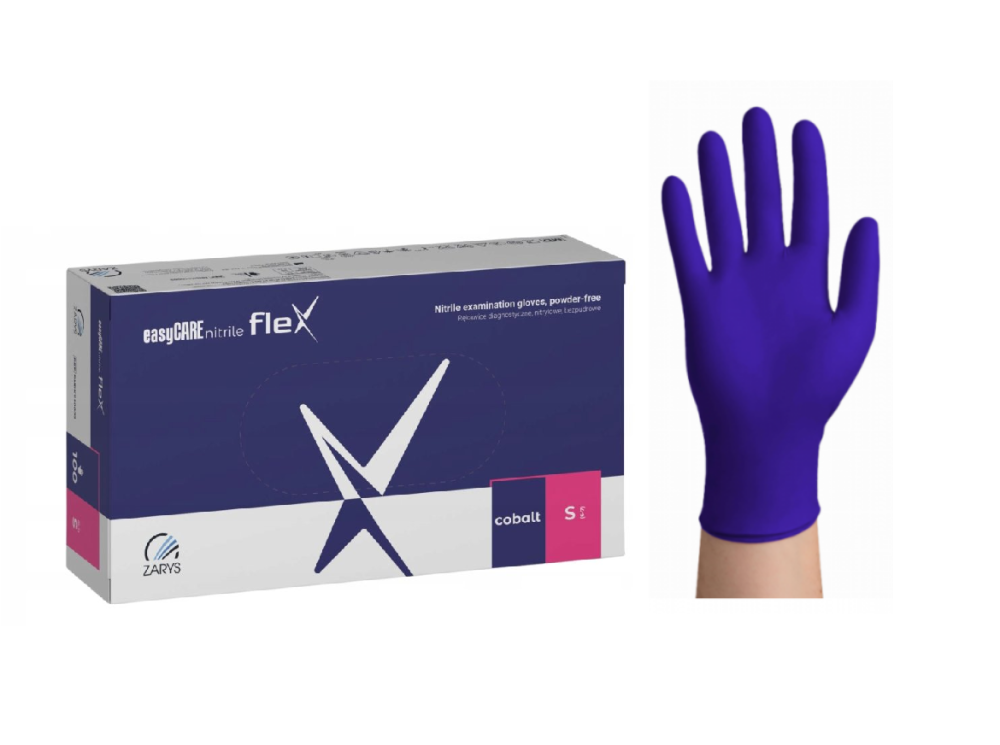 Zarys easyCARE FLEX nitrilové rukavice S (6-7) kobaltová modř, 100ks
