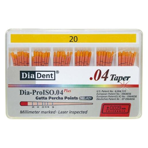 Levně DiaDent Gutaperčové čepy .04 kónicita ISO 20 (žluté), 60ks