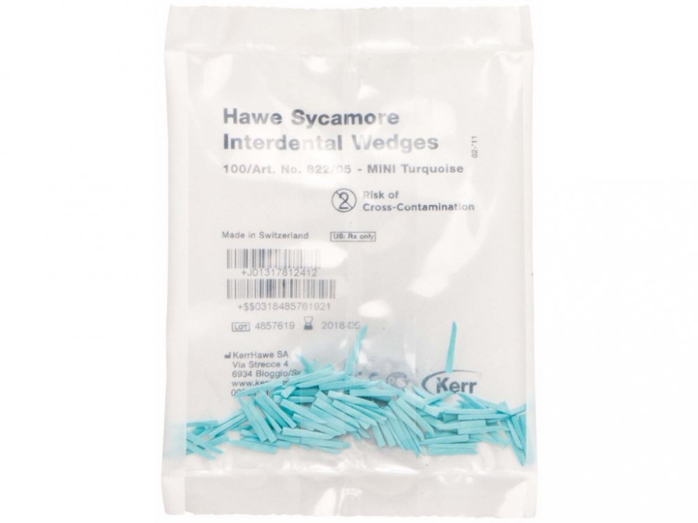 Kerr Hawe dřevěné klínky 822/05 (tyrkysové), 100ks