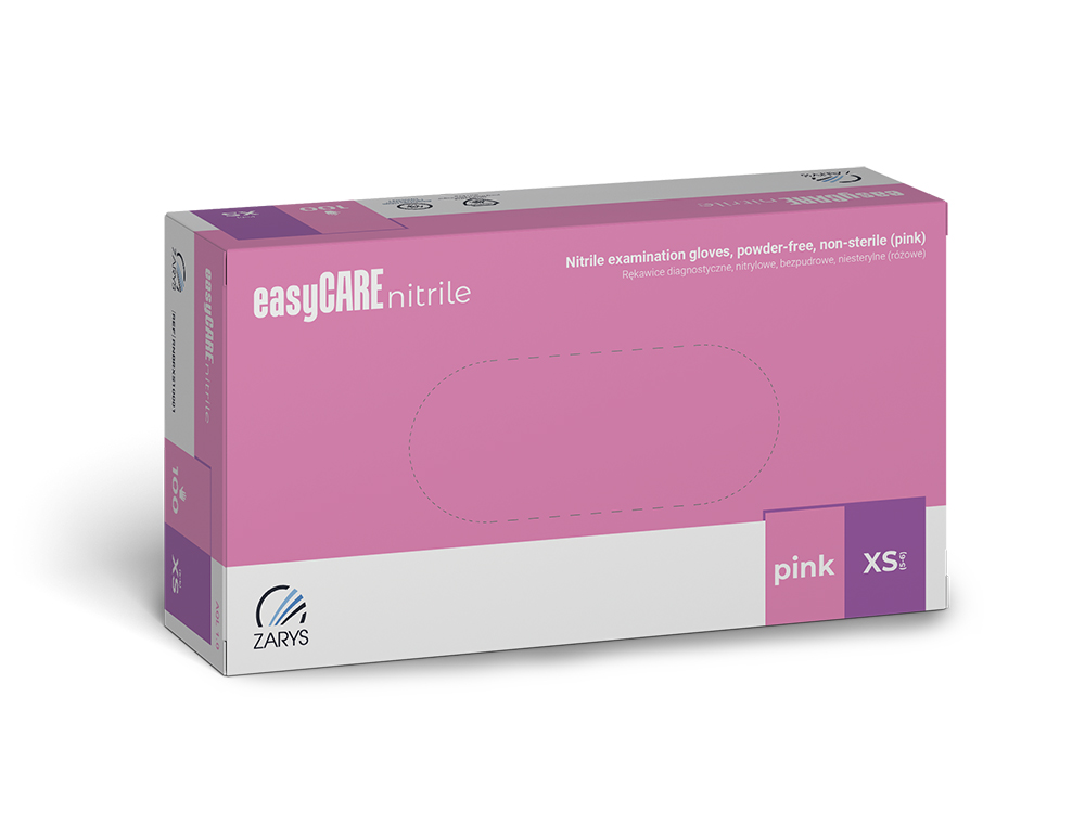 Zarys easyCARE vyšetřovací nitrilové rukavice XS (5-6) růžové, 100ks