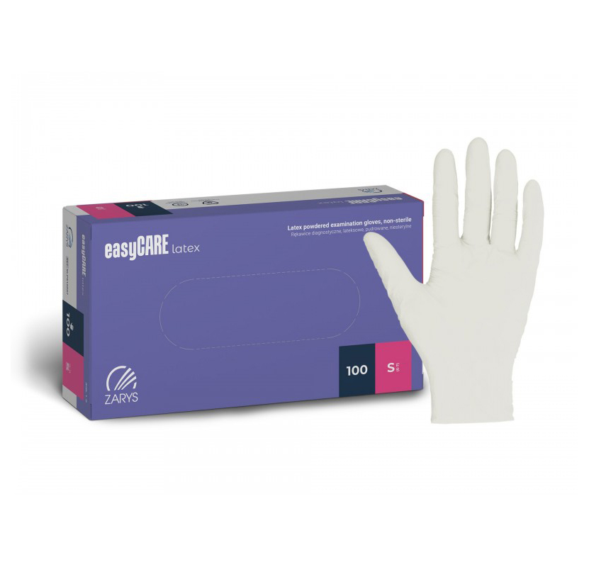Zarys easyCARE vyšetřovací latexové rukavice S (6-7) pudrované, 100ks