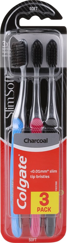 Colgate Slim Charcoal zubní kartáček TRIO (soft)
