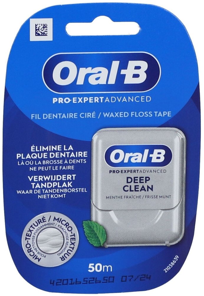 Voskovaná zubní nit Oral-B Pro-Exper Odstraňuje plak Cool Mint Flavor - 50 m