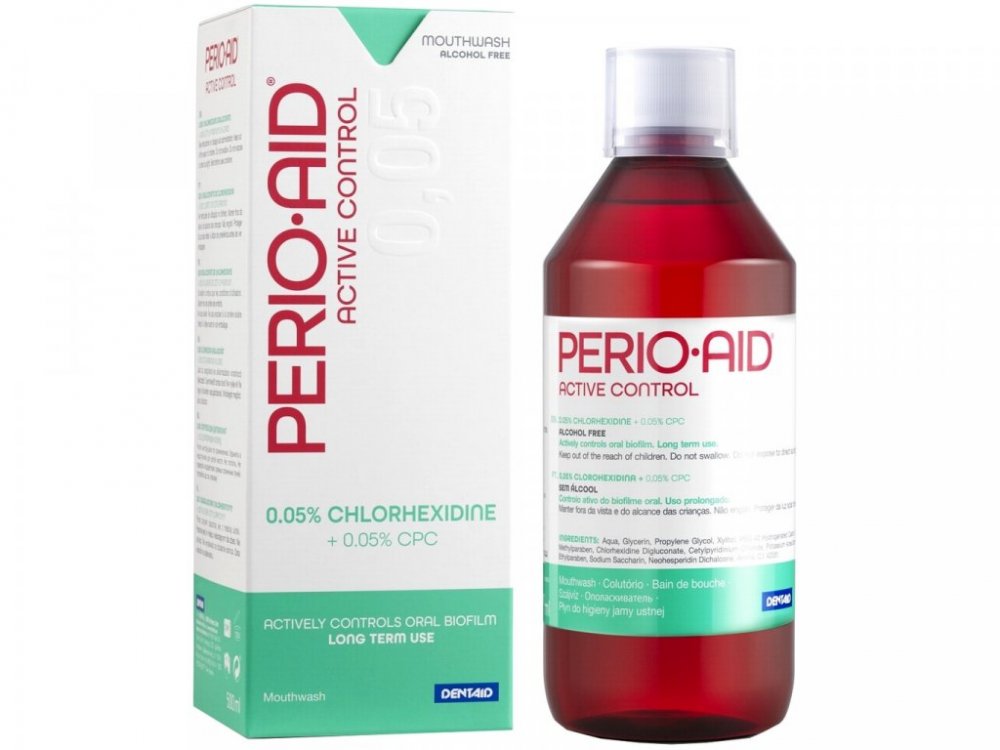 Perio Aid Active Control antibakteriální ústní voda 0,05%, 500ml