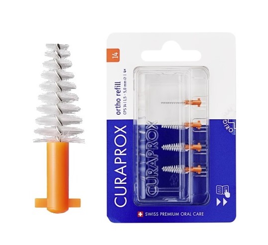 Curaprox CPS 14 Regular ORTHO REFILL mezizubní kartáčky (oranžové), 4ks (blistr)