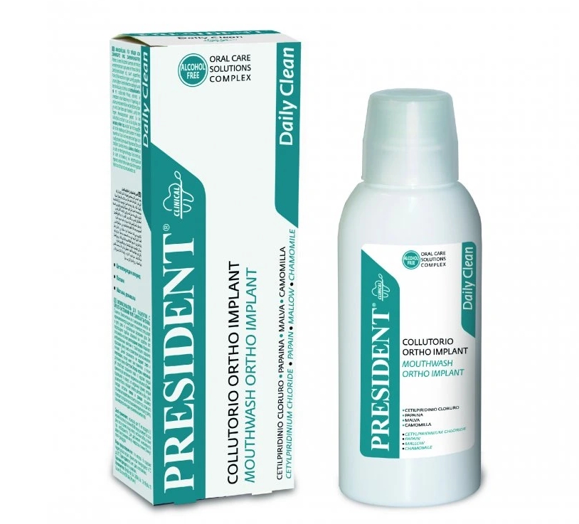 PresiDENT Ortho Implant ústní voda antibakteriální pro rovnátka a implantáty, 200ml