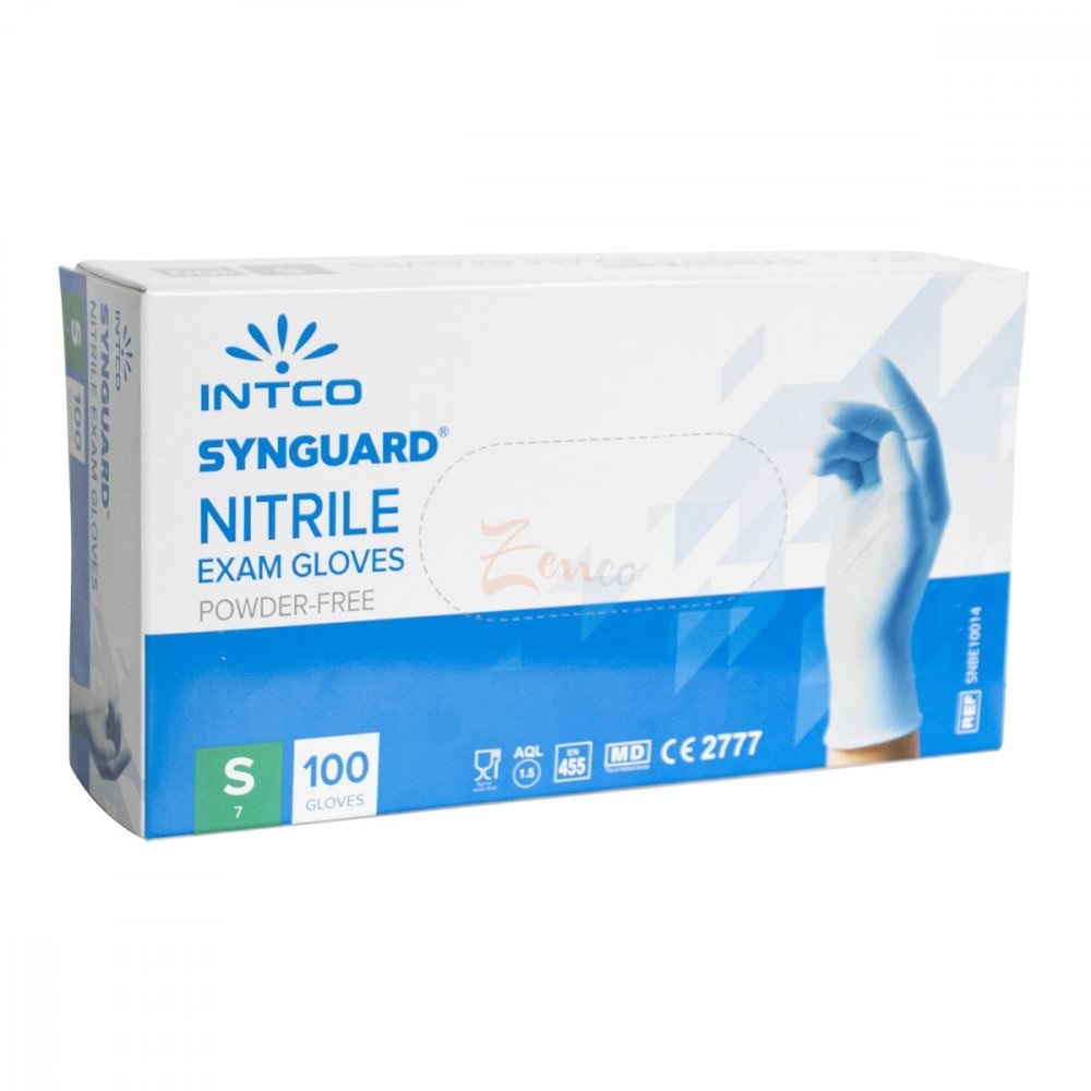 INTCO Nitrilové jednorázové modré vyšetřovací rukavice S (6-7), 100ks