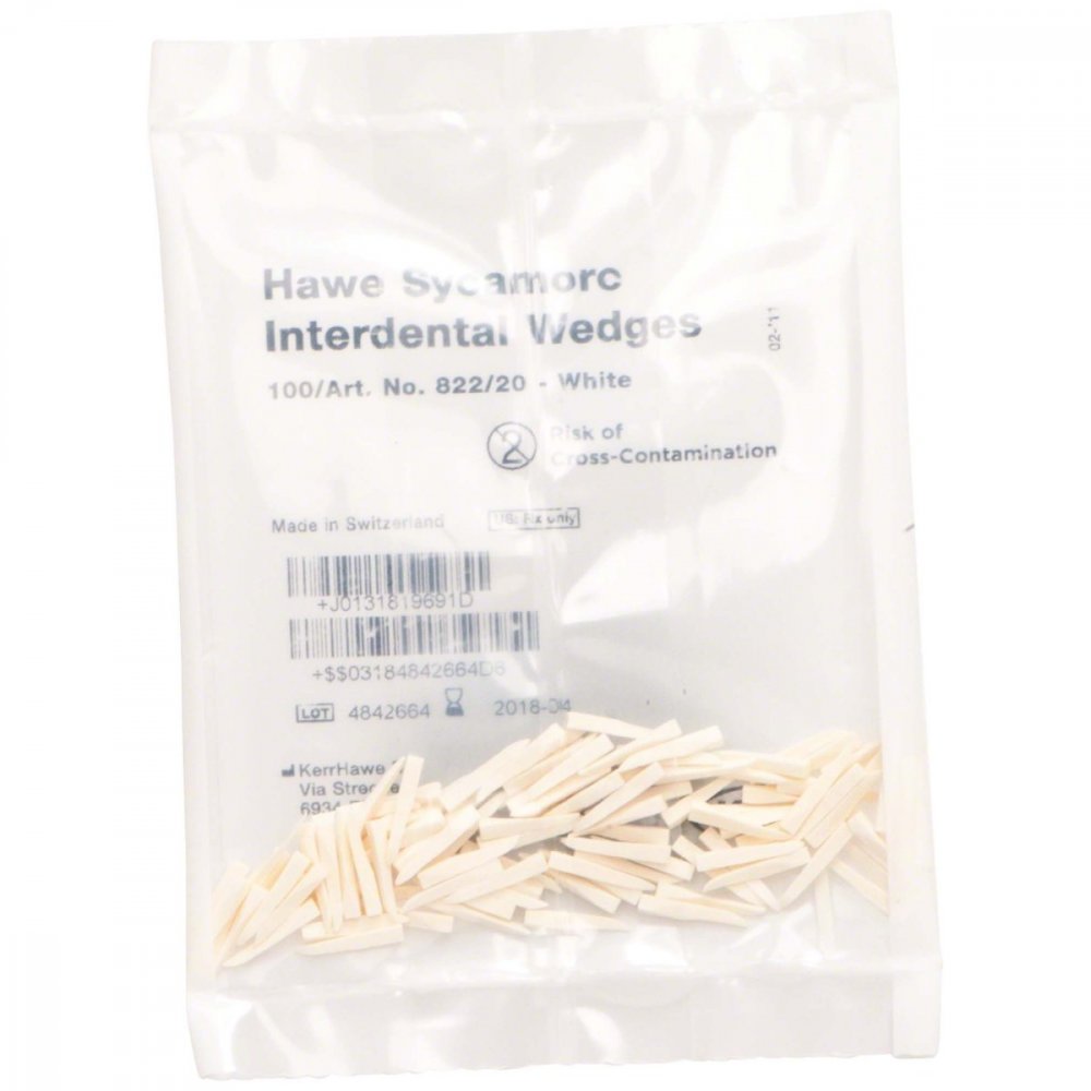 Kerr Hawe dřevěné klínky 822/20 (bílé), 100ks