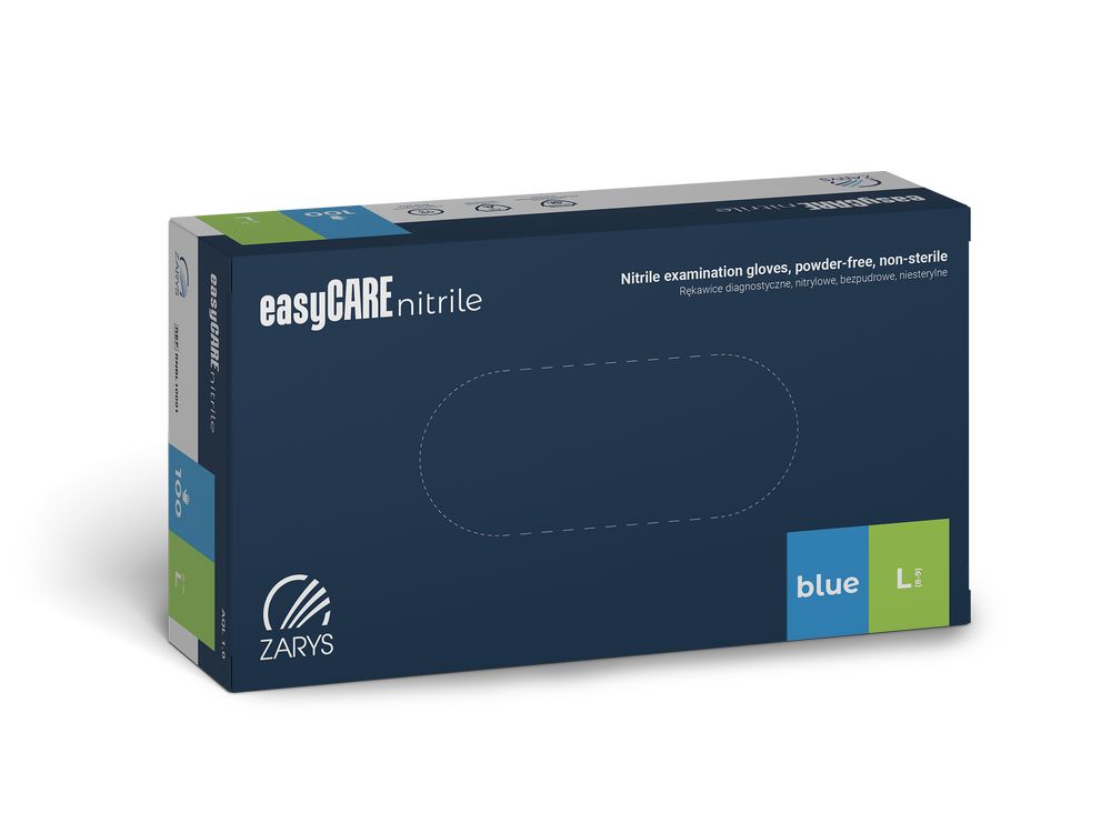 Zarys easyCARE vyšetřovací nitrilové rukavice L (8-9) bez pudru, 100ks