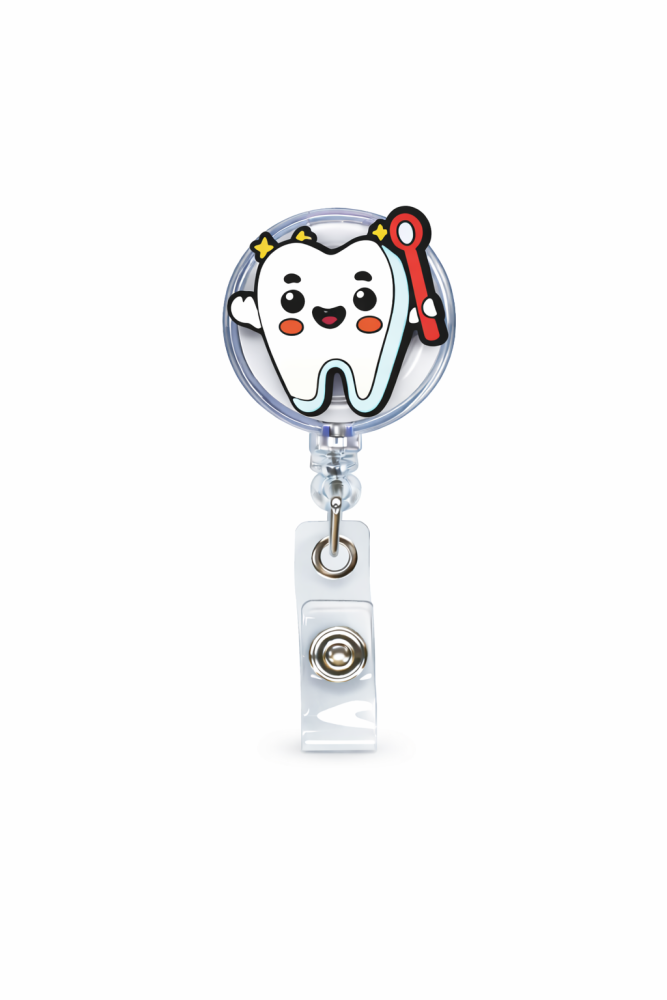 Levně Navíjecí klip pro visačku, 1 ks (vzory dental) Zub s kartáčkem