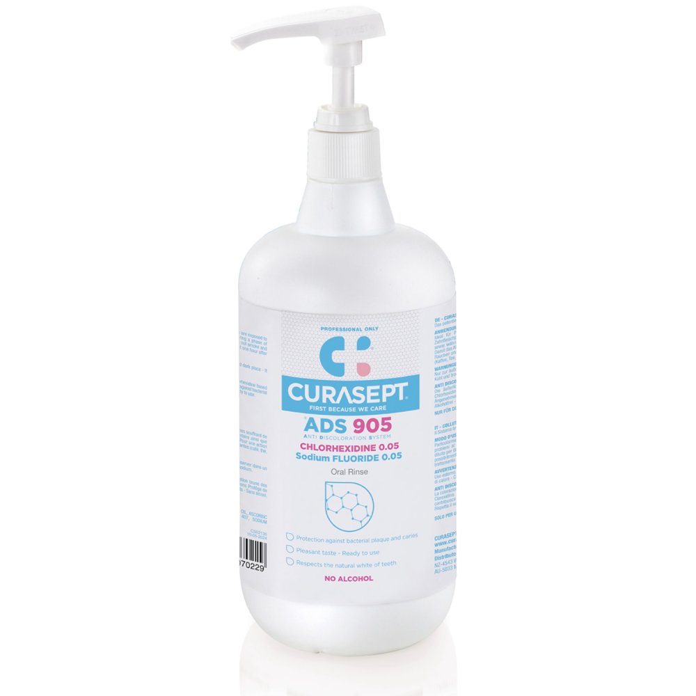 Curasept ADS 905 ústní voda (0,05% CHX / fluorid 0,05%) + pumpička, 900ml